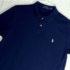 Polo Ralph Lauren Mens Navy Blue Classic Fit Short Sleeve Polo Shirt Size L
